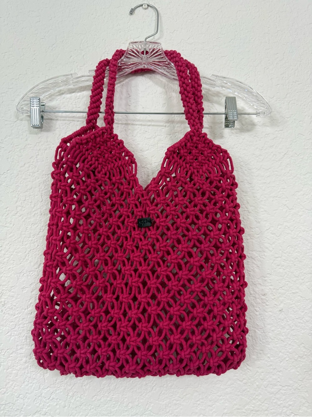 FR Skates Made French Knitting Hand Bag Shoulder Beach Bag, Boho Tote Bag